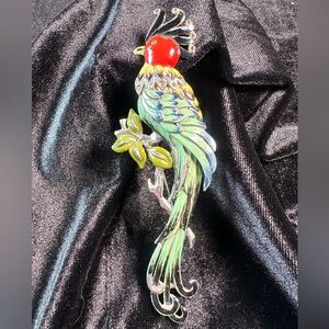 Vintage Coro Bird Brooch | Gene Verrecchio | Sterling Enamel Statement Pin